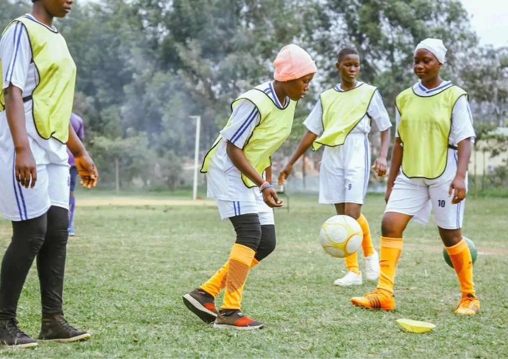 Girls' squad training on the pitch